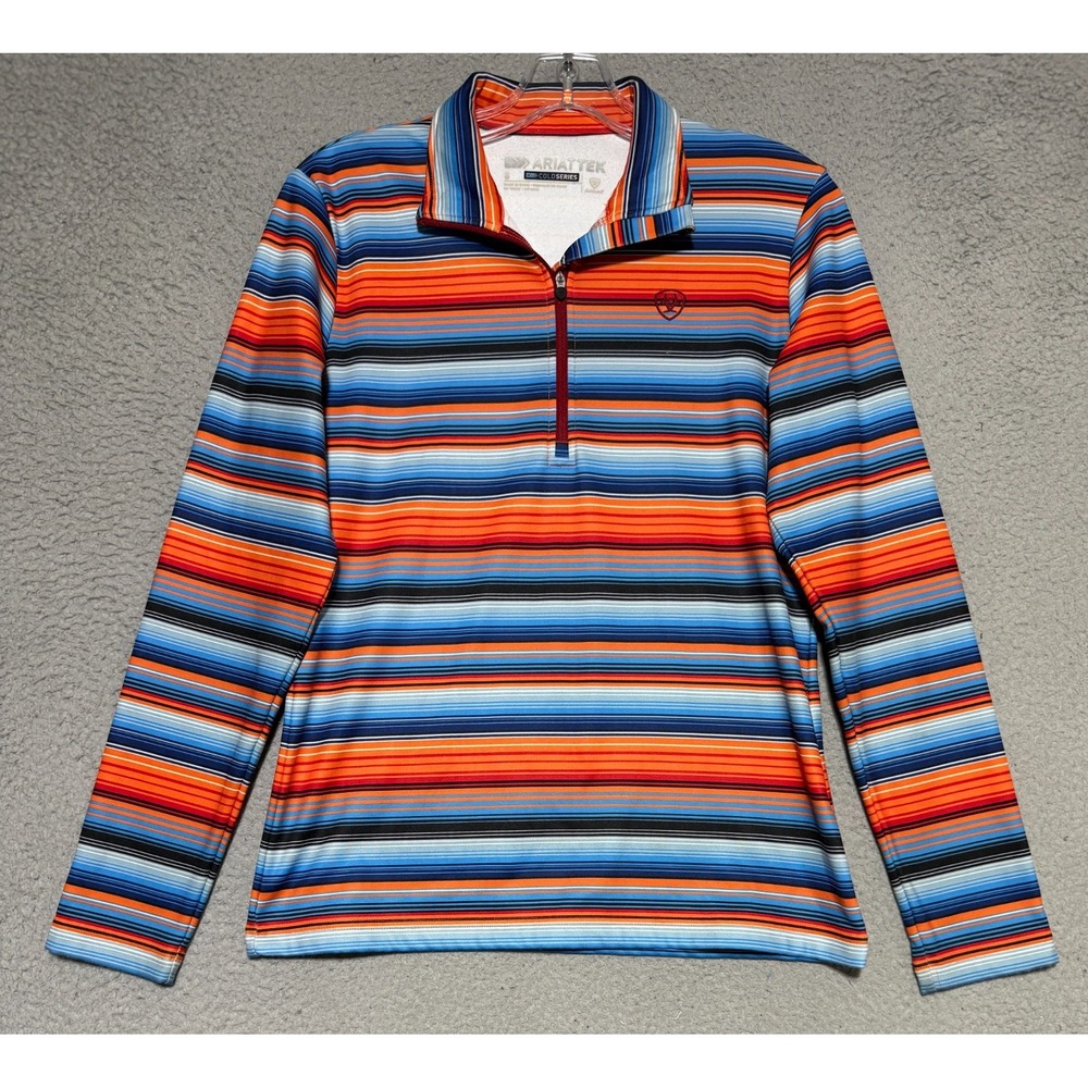 Ariat Tek Cold Series 1/4 Zip Striped Pullover Womens size Small Colorful